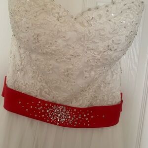 Elegant Gown with Red Belt